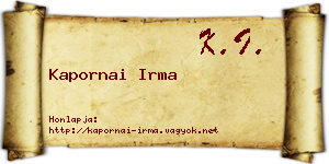 Kapornai Irma névjegykártya